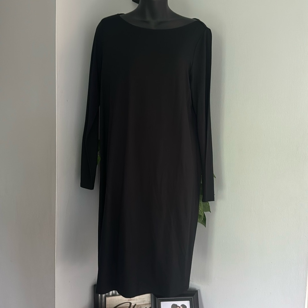 NWT🍍 J Jill Shift Dress Ponte Knit Boat Neck Black🍍pit to pit 18” length 36”🍍